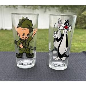 1973 Pepsi Collector’s Series Glasses Looney Toons Sylvester and Elmer Fudd